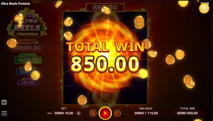 Ultra Reels Fruteria - Écran final avec le prix collecté